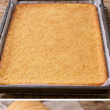 Gâteau roulé à la confiture : étaler et cuire, biscuit souple, légèrement doré.