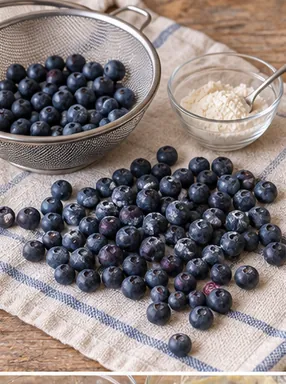 Muffins aux myrtilles : sécher les myrtilles, myrtilles propres et sèches.
