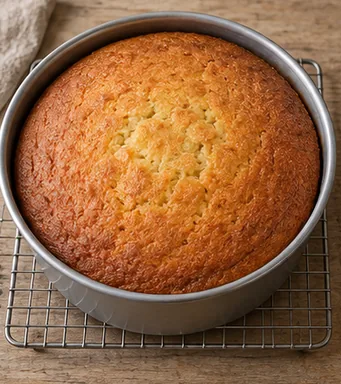 Gâteau renversé à l’ananas : cuire et vérifier au centre — Centre cuit sans pâte liquide.