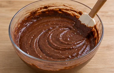 Gâteau au chocolat végétalien : former la pâte chocolatée — Pâte chocolatée régulière.