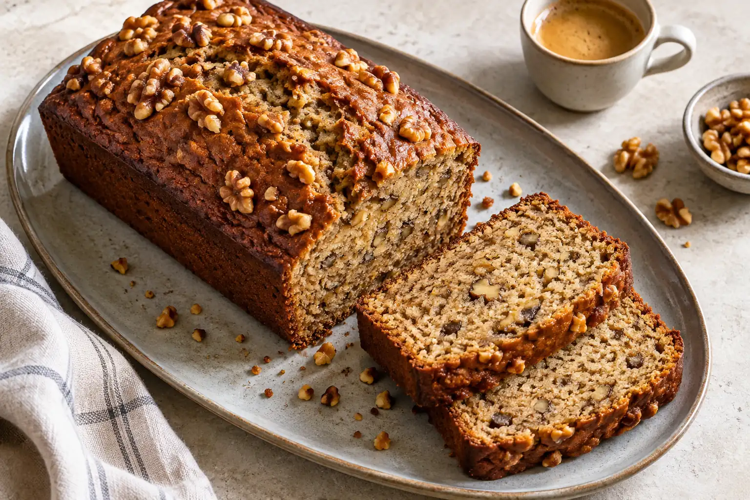 Cake aux noix et café