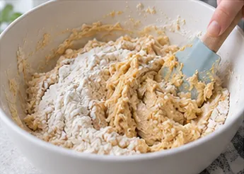 Incorporer les poudres à la crème : Pâte épaisse, aucune farine sèche.