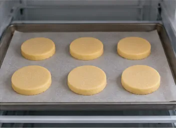 Refroidir les disques et chauffer le four : Contours fermes, four préchauffé.