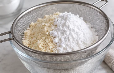 Tamiser les poudres : Poudres fines, sans gros grains.