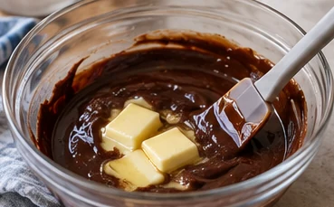 Fondre chocolat et beurre : Chocolat et beurre lisses.