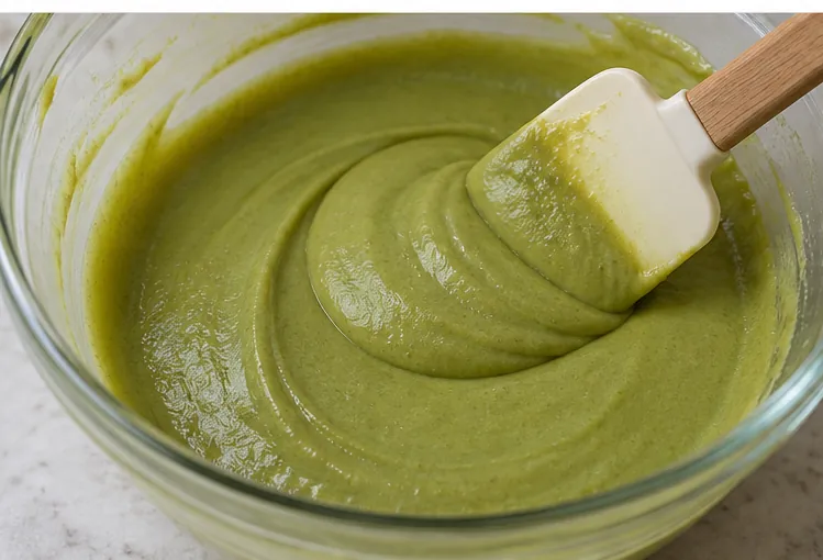 Ajouter pistache et beurre : Pâte lisse, couleur naturelle.