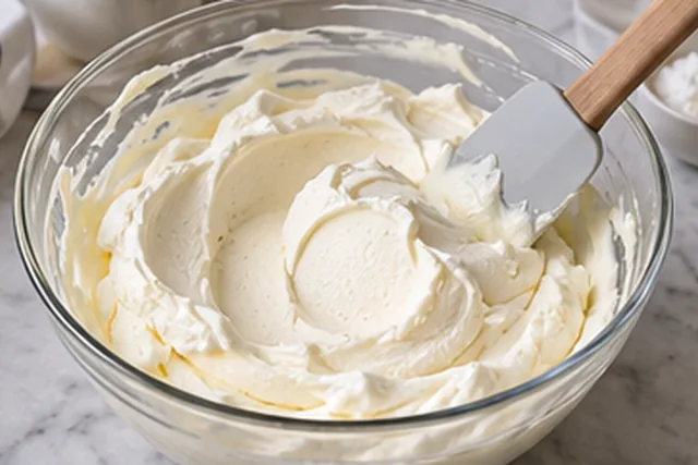 Assouplir le mascarpone : Crème épaisse sans petits blocs de fromage.