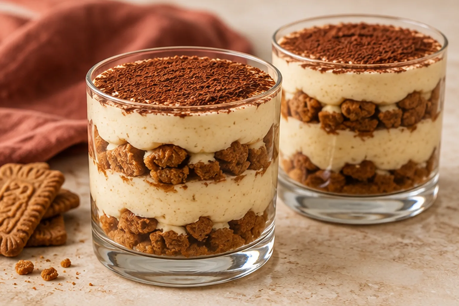 Tiramisu aux spéculoos maison, avec la texture et la présentation visibles