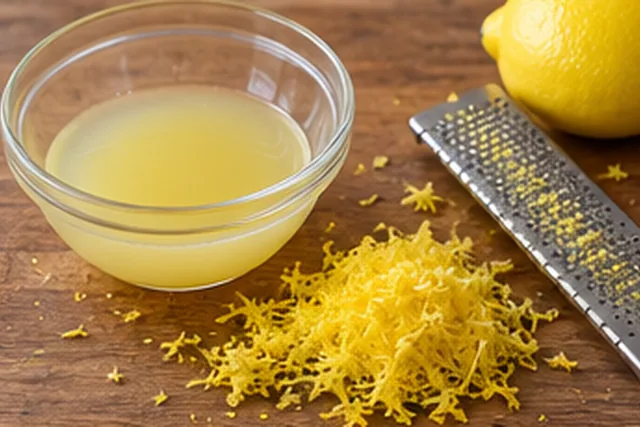 Préparer le jus et les zestes : Jus filtré, zestes sans blanc.