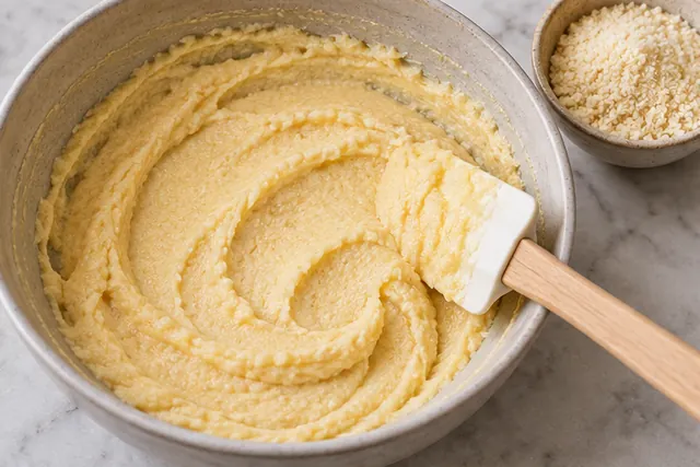 Terminer la crème d’amande : Crème homogène, souple et non mousseuse.