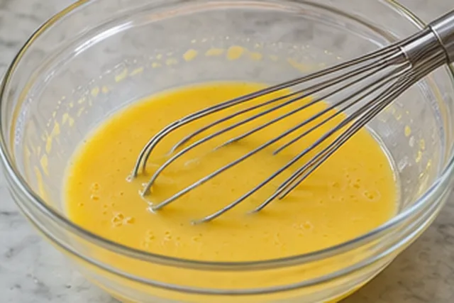 Mélanger les jaunes et les poudres : Base lisse sans fécule sèche.