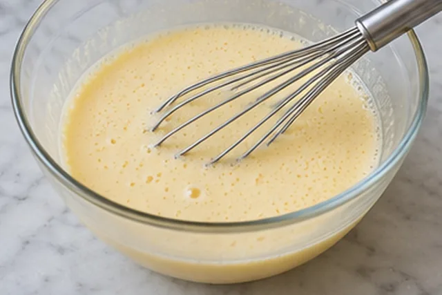 Préparer la crème : Crème fluide et uniforme.