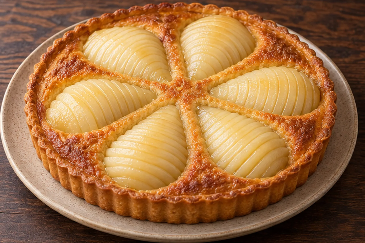 Tarte Bourdaloue aux poires et aux amandes
