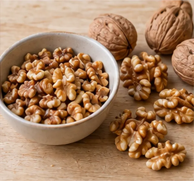 Vérifier et couper les noix : Cerneaux propres, morceaux de taille régulière.