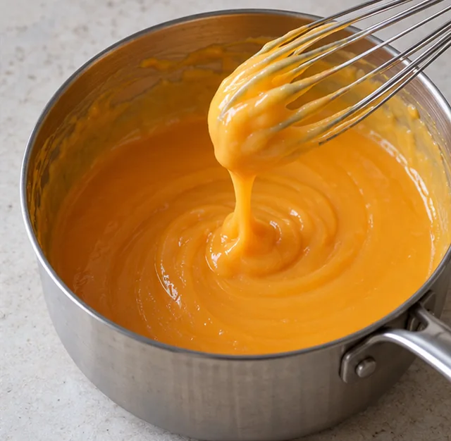 Épaissir la crème orange : Crème épaisse, lisse et brillante.
