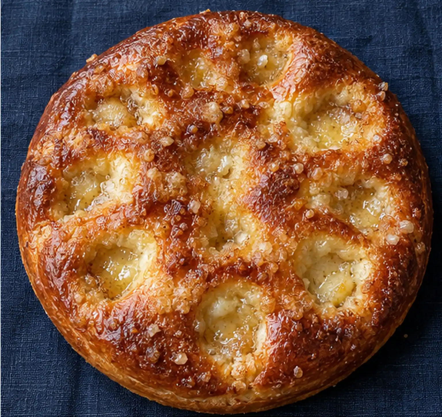 Tarte au sucre maison, avec une pâte dorée et sa garniture visible