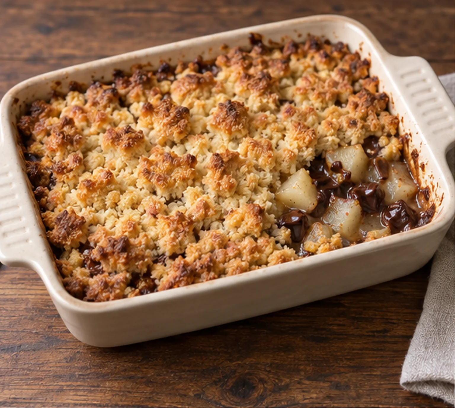 Crumble poires-chocolat