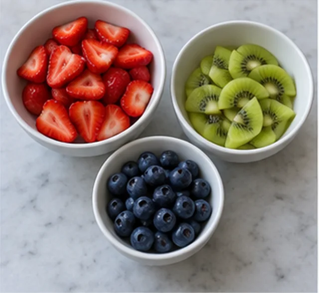 Préparer les fruits frais : Fruits propres et secs.