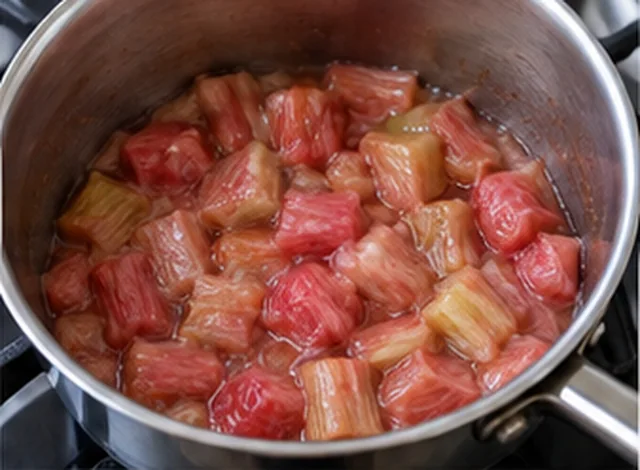 Assouplir et sécher la rhubarbe : Tronçons assouplis, peu de jus libre.