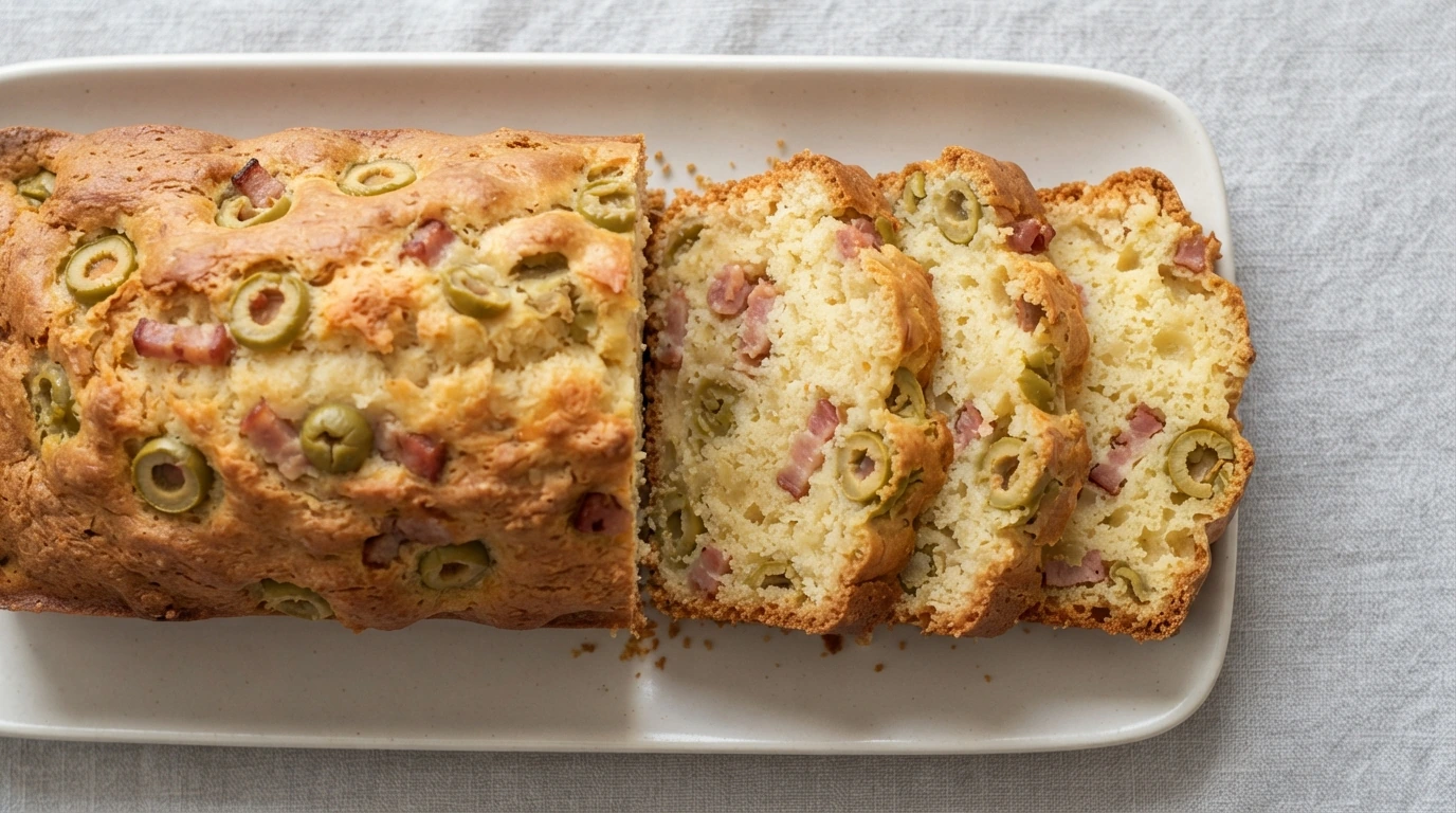 Cake salé aux olives et lardons