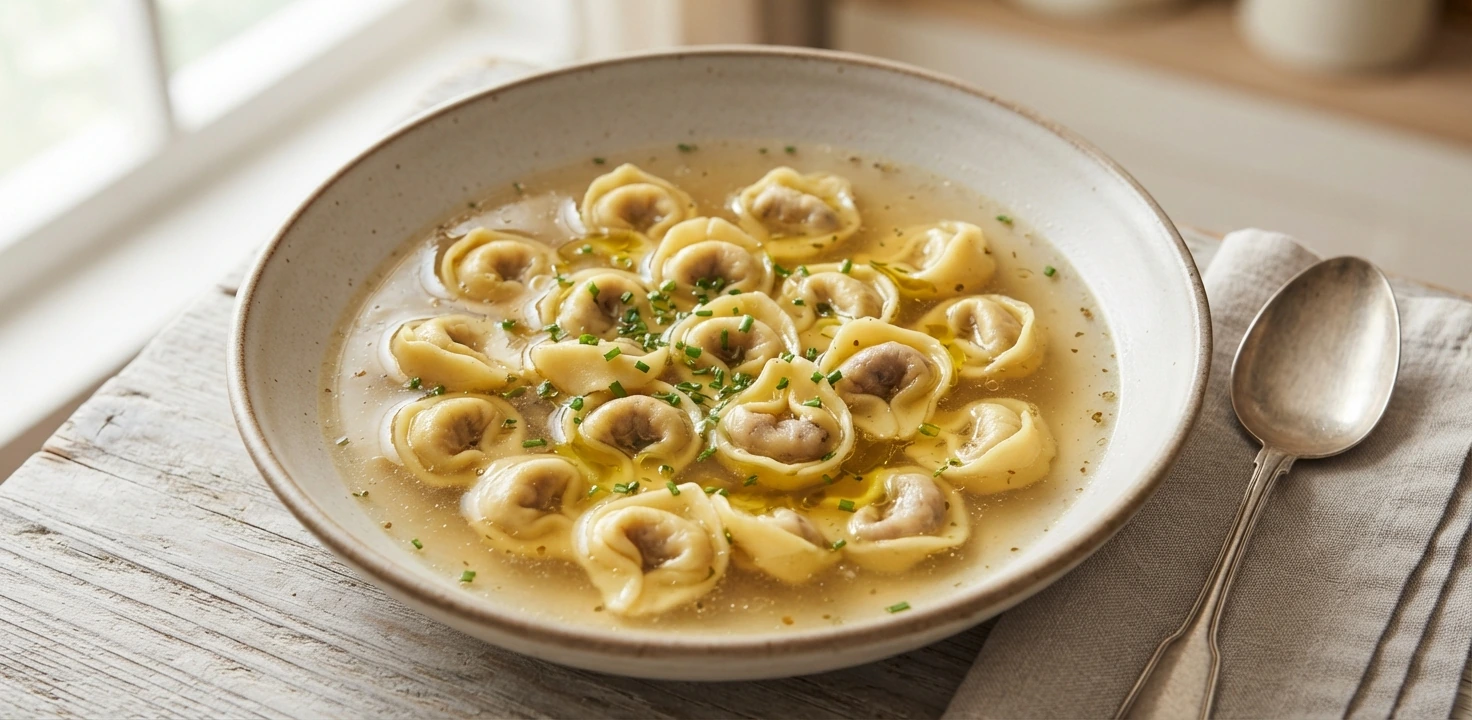 Raviolis italiens servis en bouillon