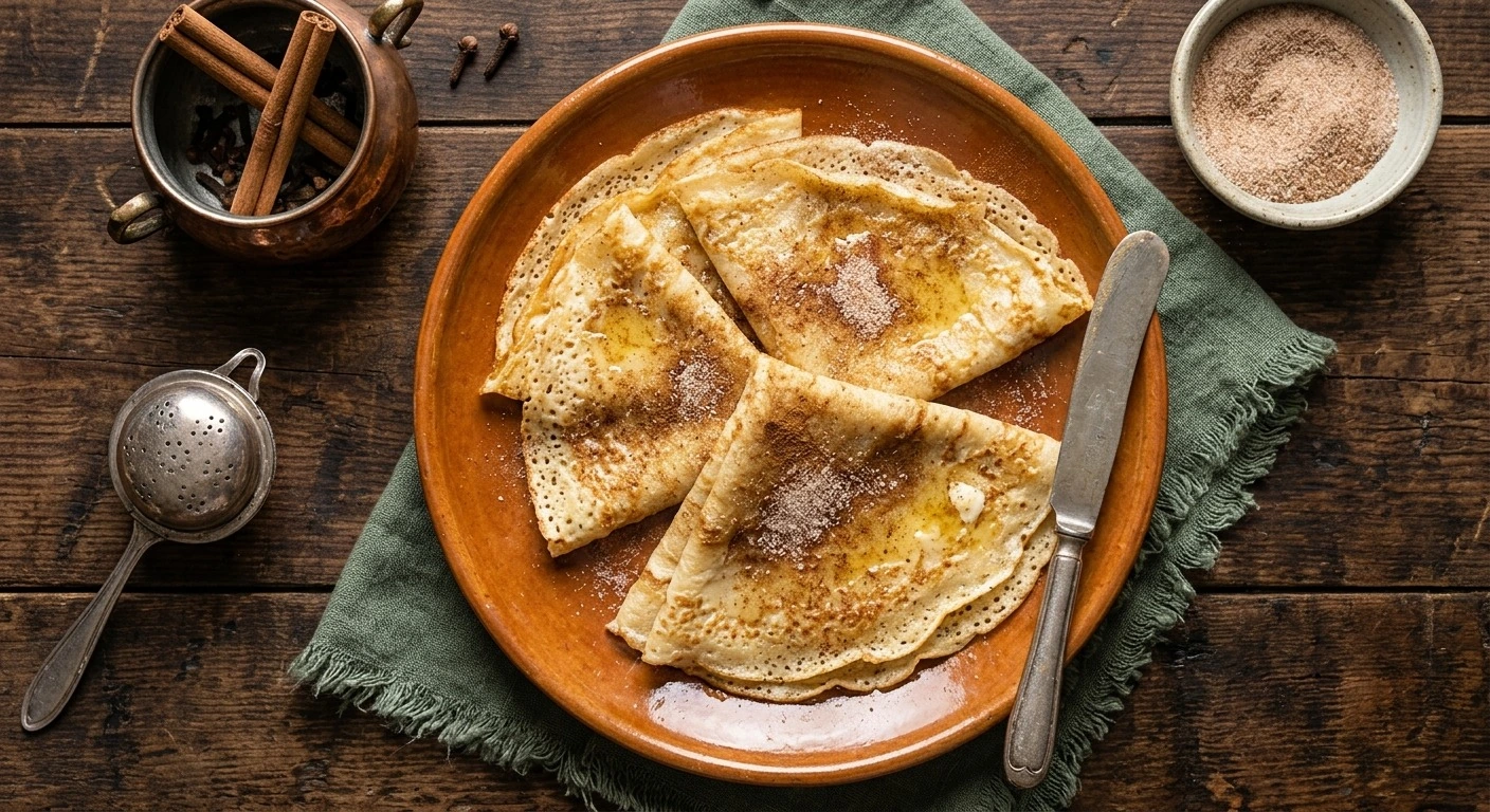 Crêpes au beurre, sucre et cannelle