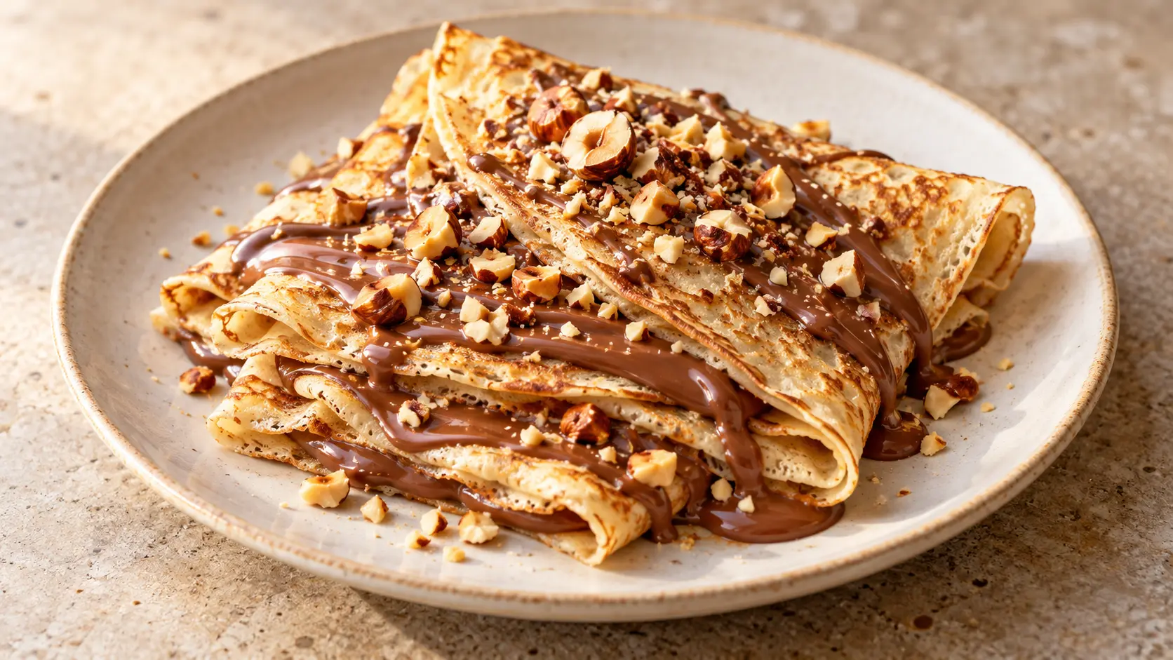 Crêpes au chocolat au lait et aux noisettes grillées