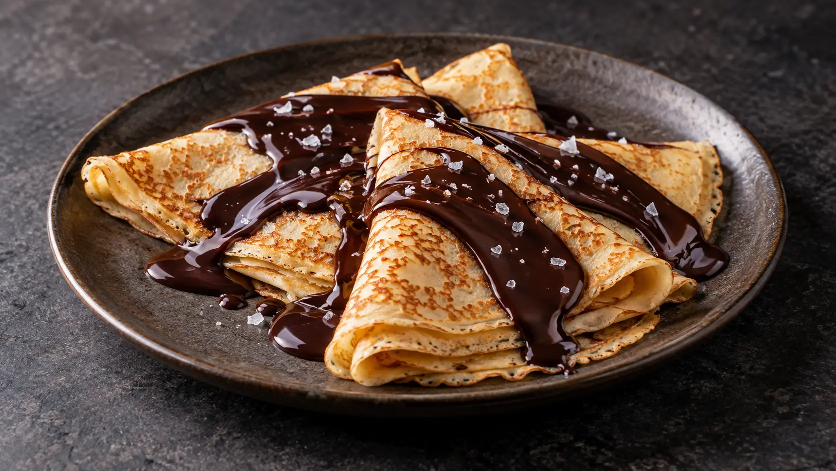 Crêpes au chocolat noir et à la fleur de sel