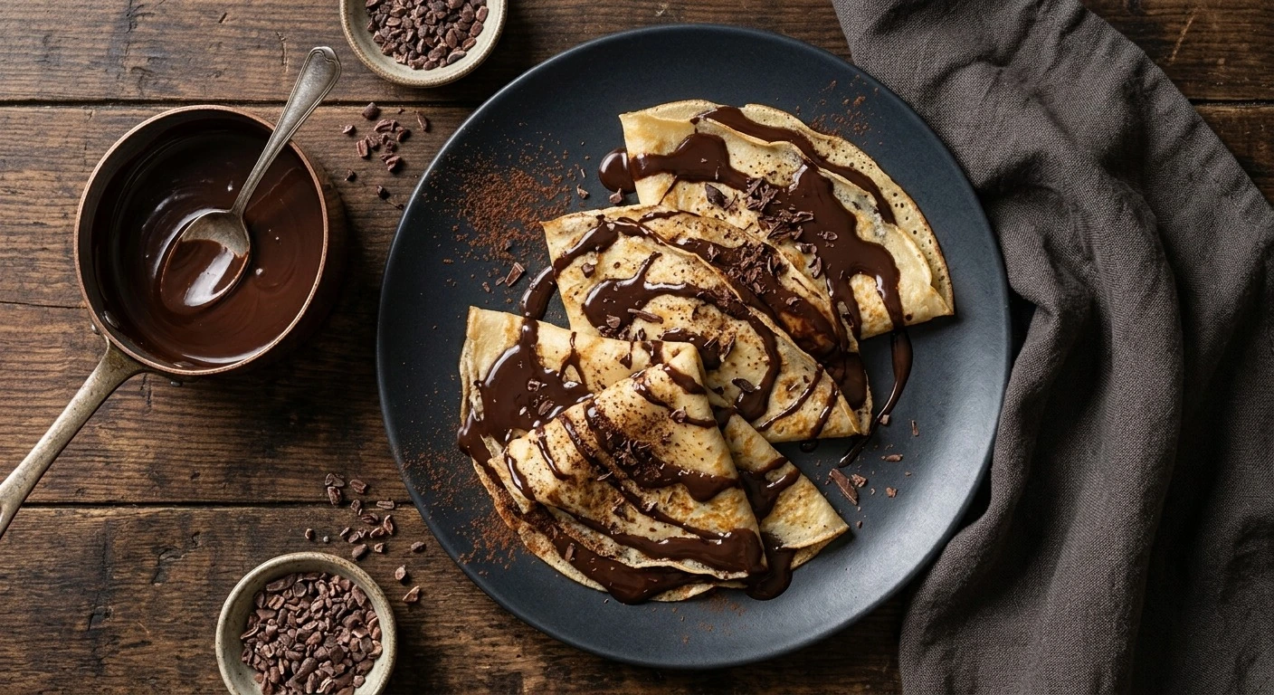 Crêpes au chocolat noir fondu