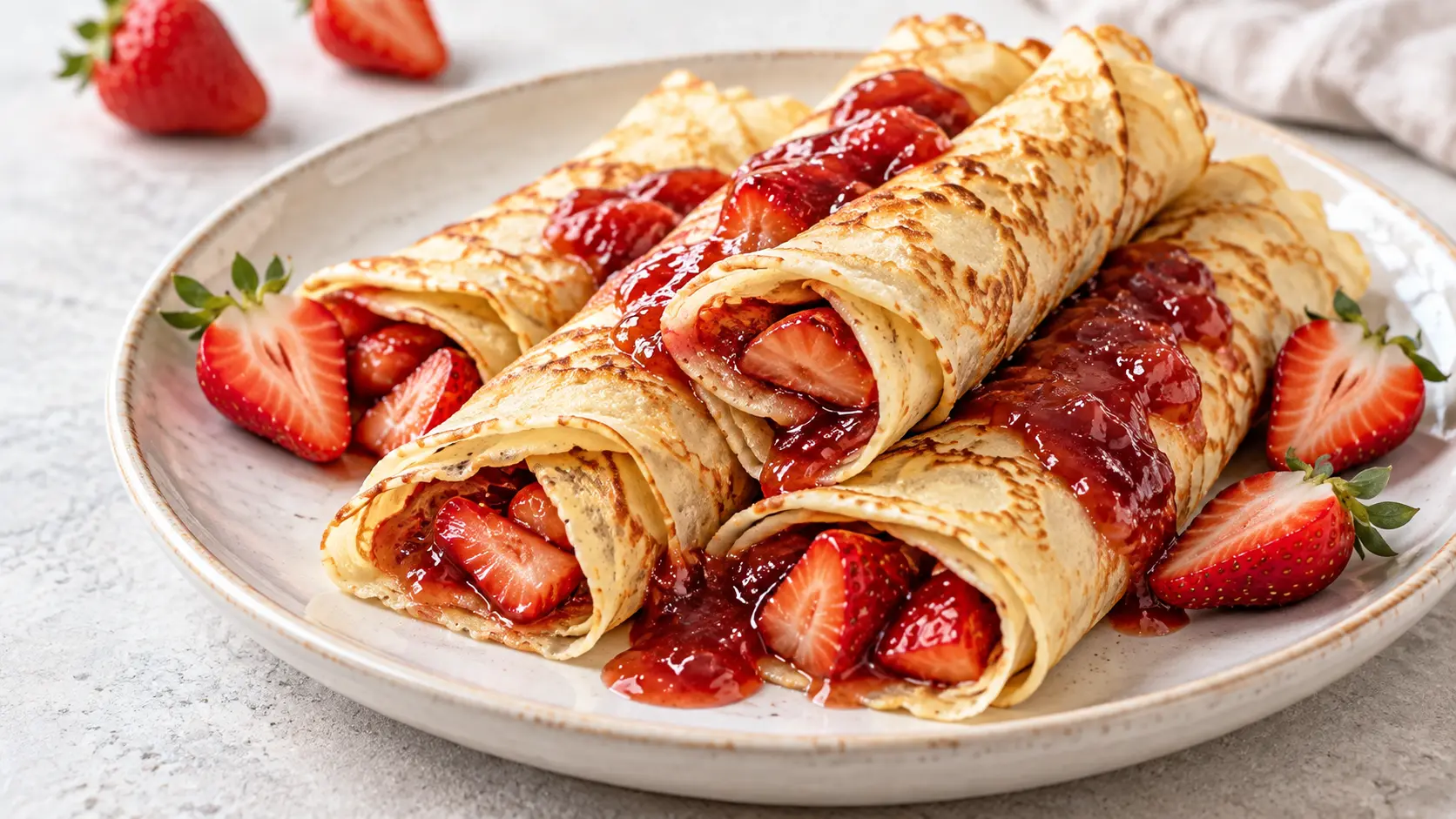 Crêpes à la confiture de fraises maison