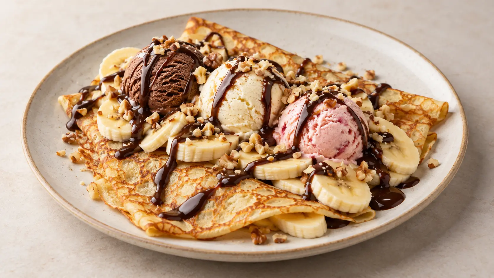 Crêpes façon banana split