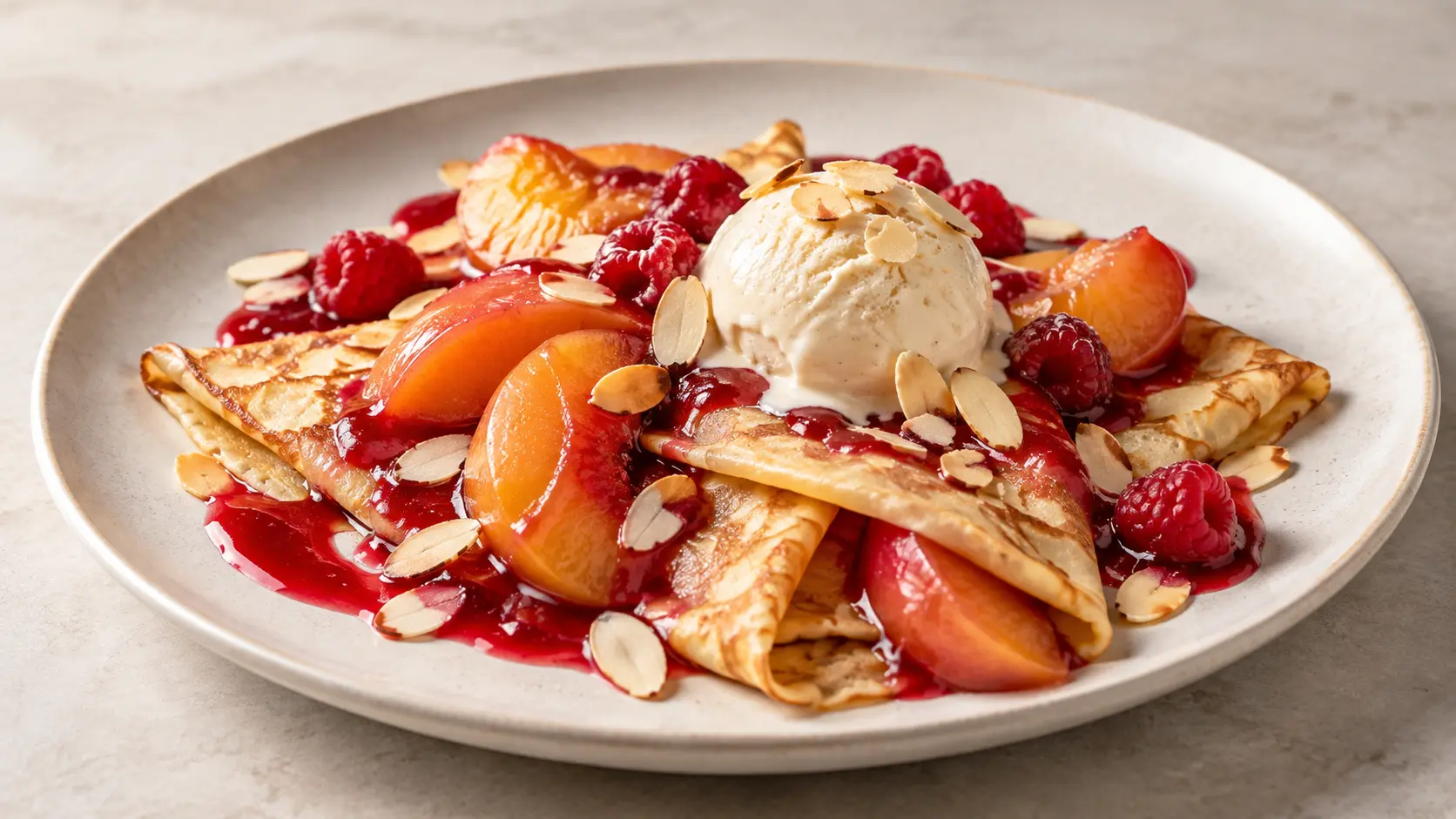 Crêpes façon pêche Melba