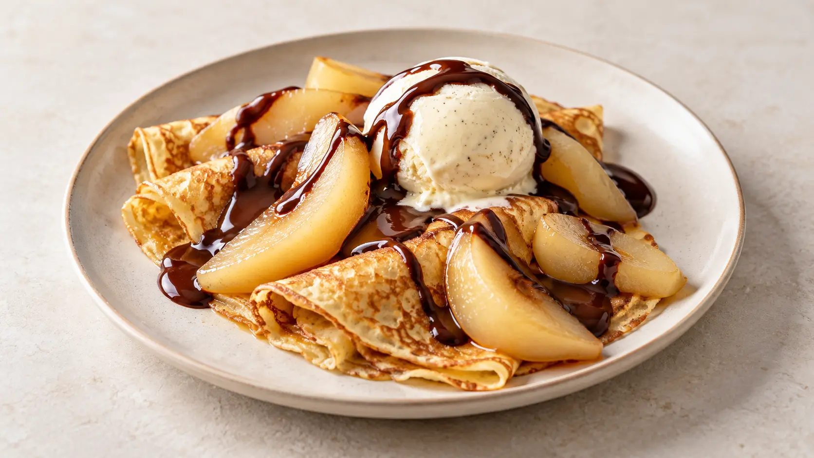 Crêpes façon poire Belle-Hélène