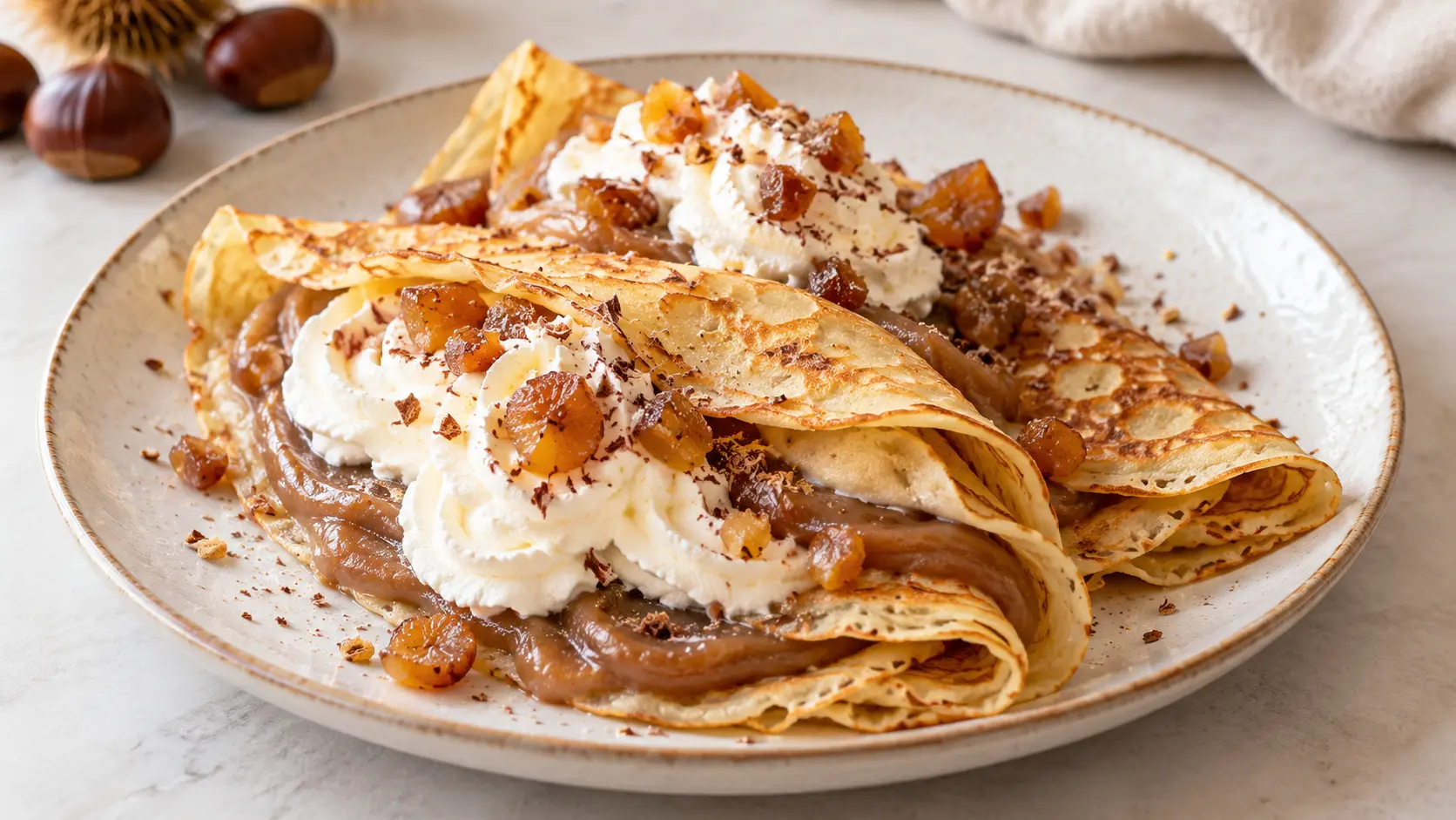 Crêpes aux marrons et à la chantilly