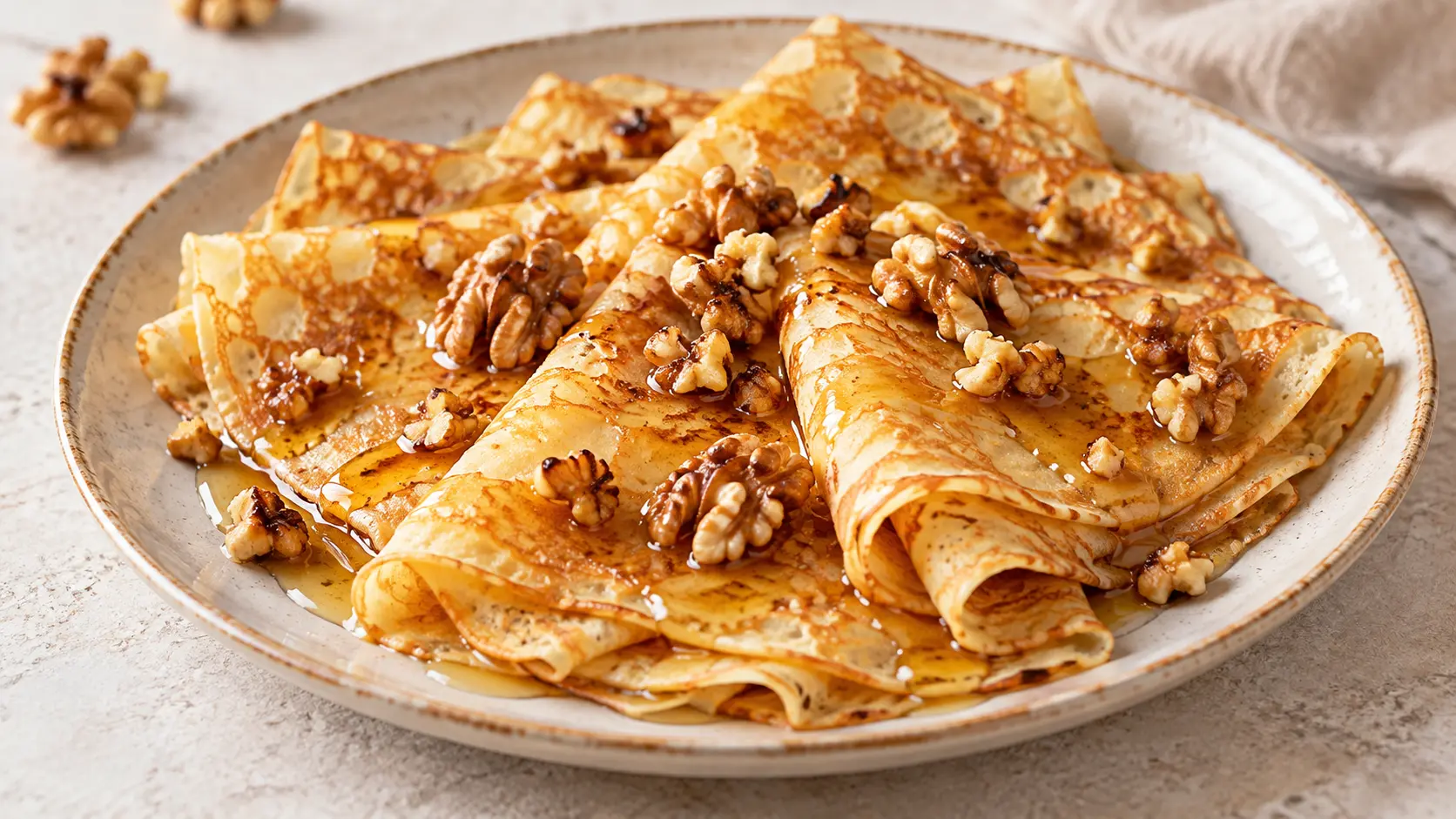 Crêpes au miel et aux noix