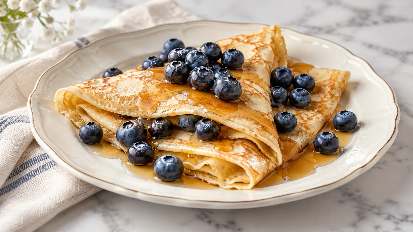Crêpes aux myrtilles et au sirop d’érable