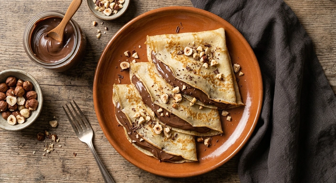 Crêpes à la pâte à tartiner au chocolat et aux noisettes