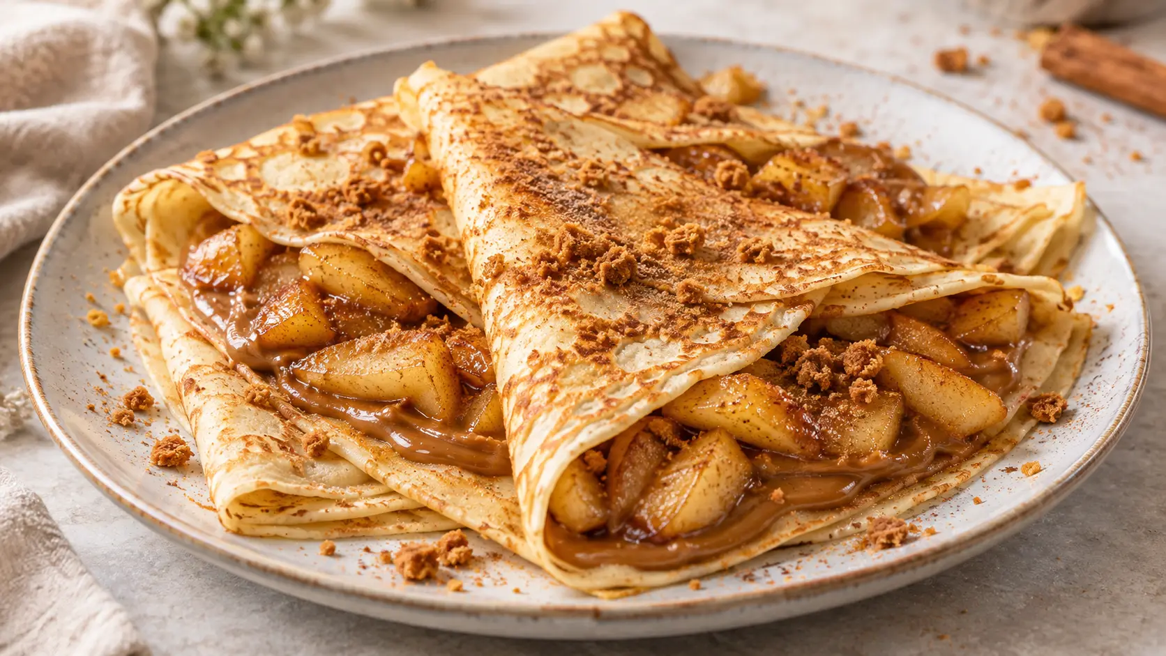 Crêpes au spéculoos et aux pommes