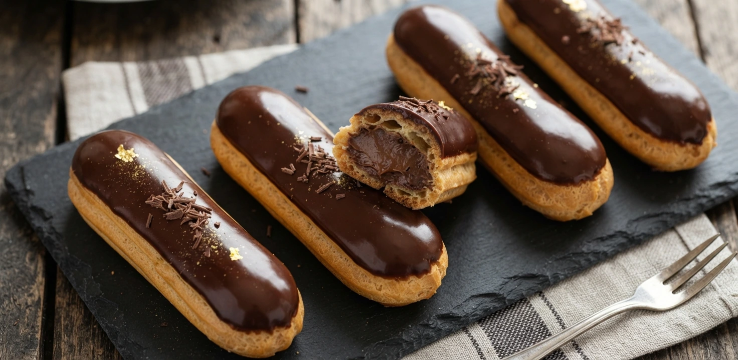 Éclairs au chocolat et à l’amaretto