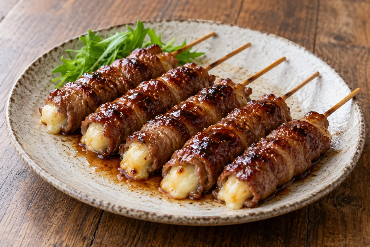 Brochettes bœuf-fromage façon yakitori