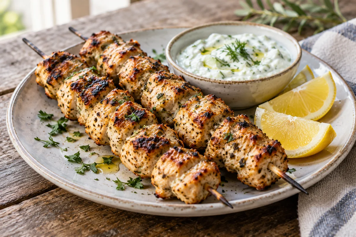Brochettes de poulet façon souvlaki