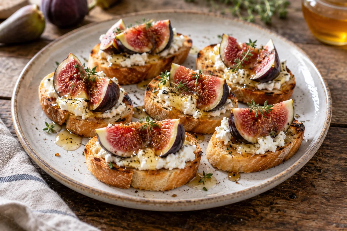 Crostini aux figues fraîches et chèvre