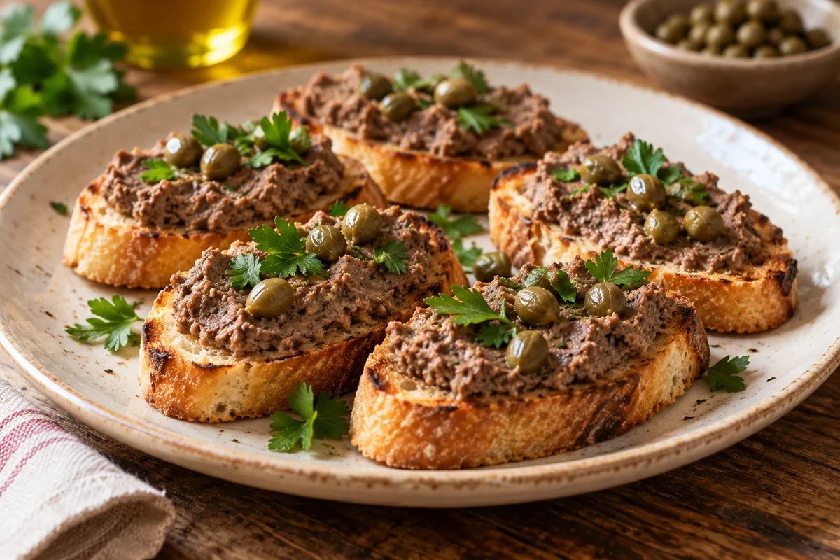 Crostini aux foies de volaille et câpres