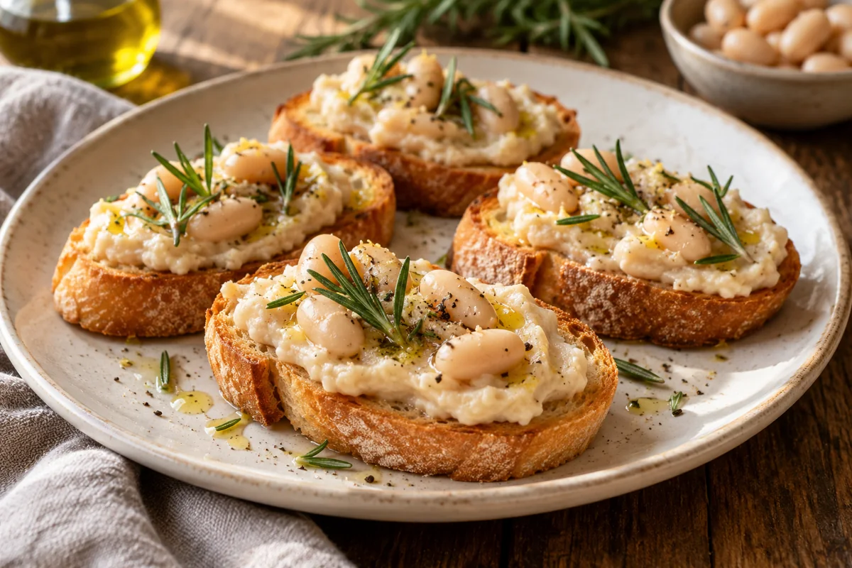 Crostini aux haricots blancs et romarin