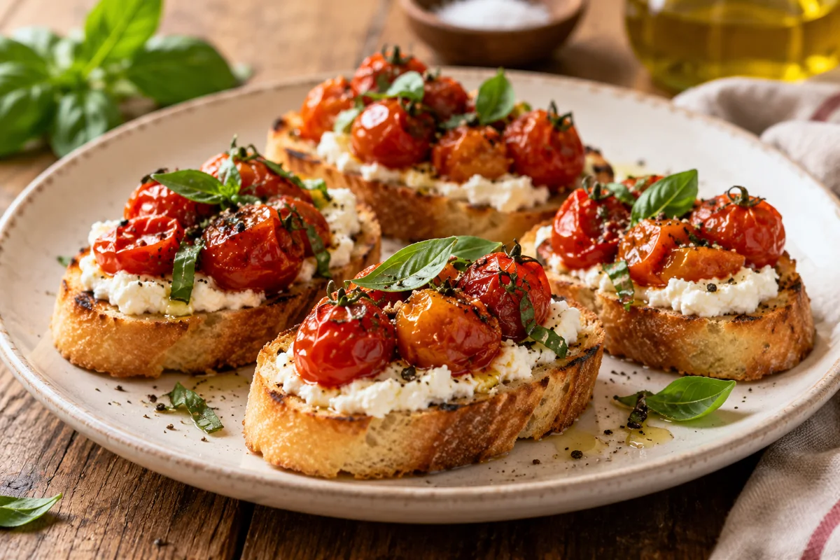 Crostini ricotta et tomates rôties