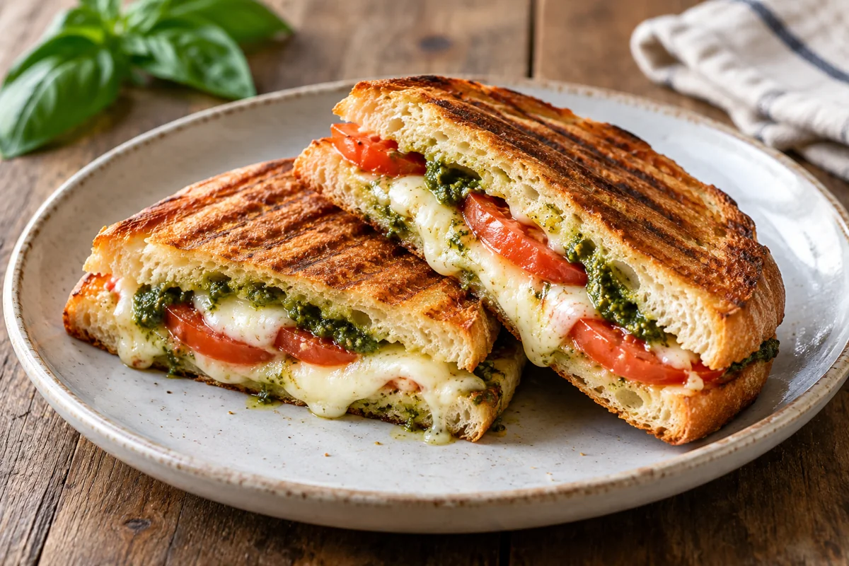 Panini tomate, mozzarella et pesto