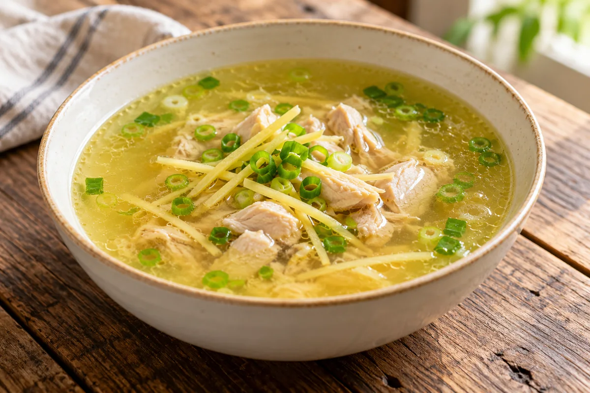 Bouillon clair de poulet au gingembre