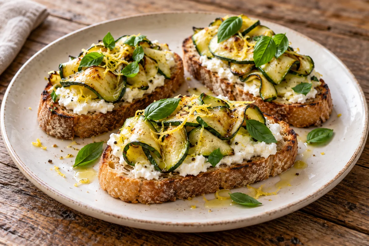 Bruschetta courgette, ricotta et citron