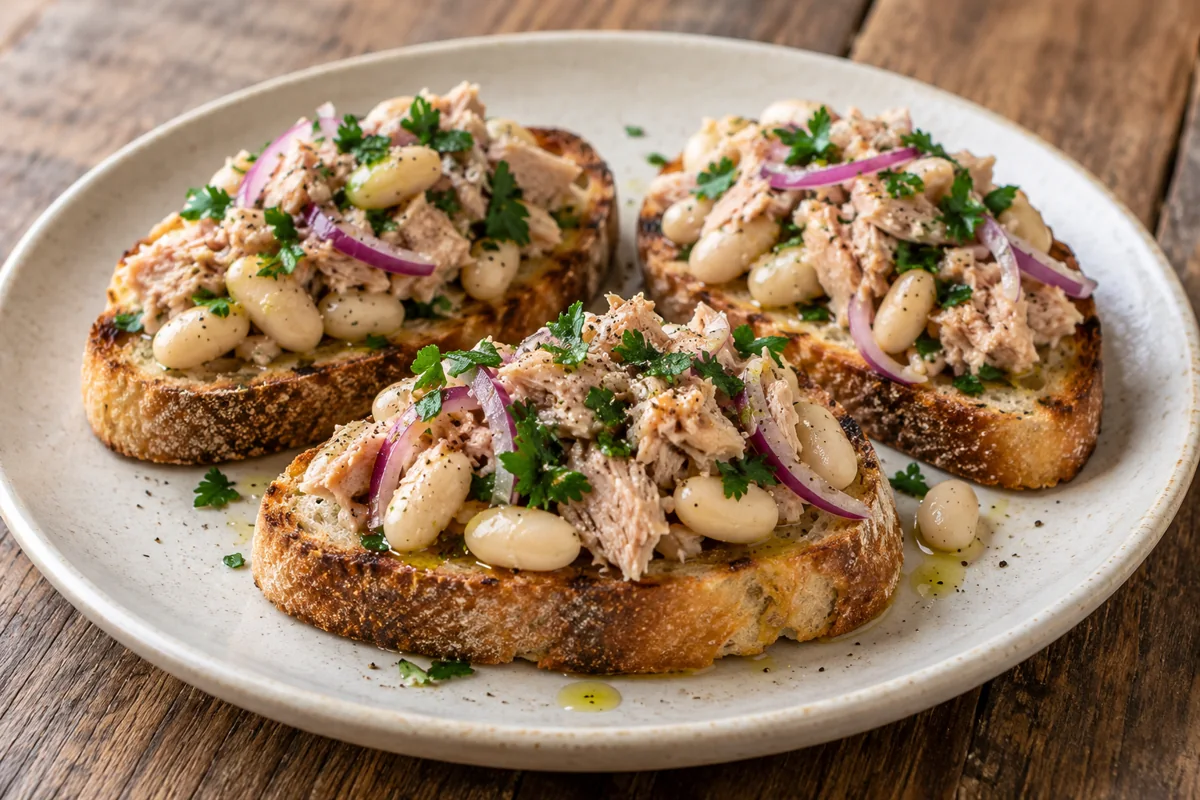 Bruschetta au thon et haricots blancs