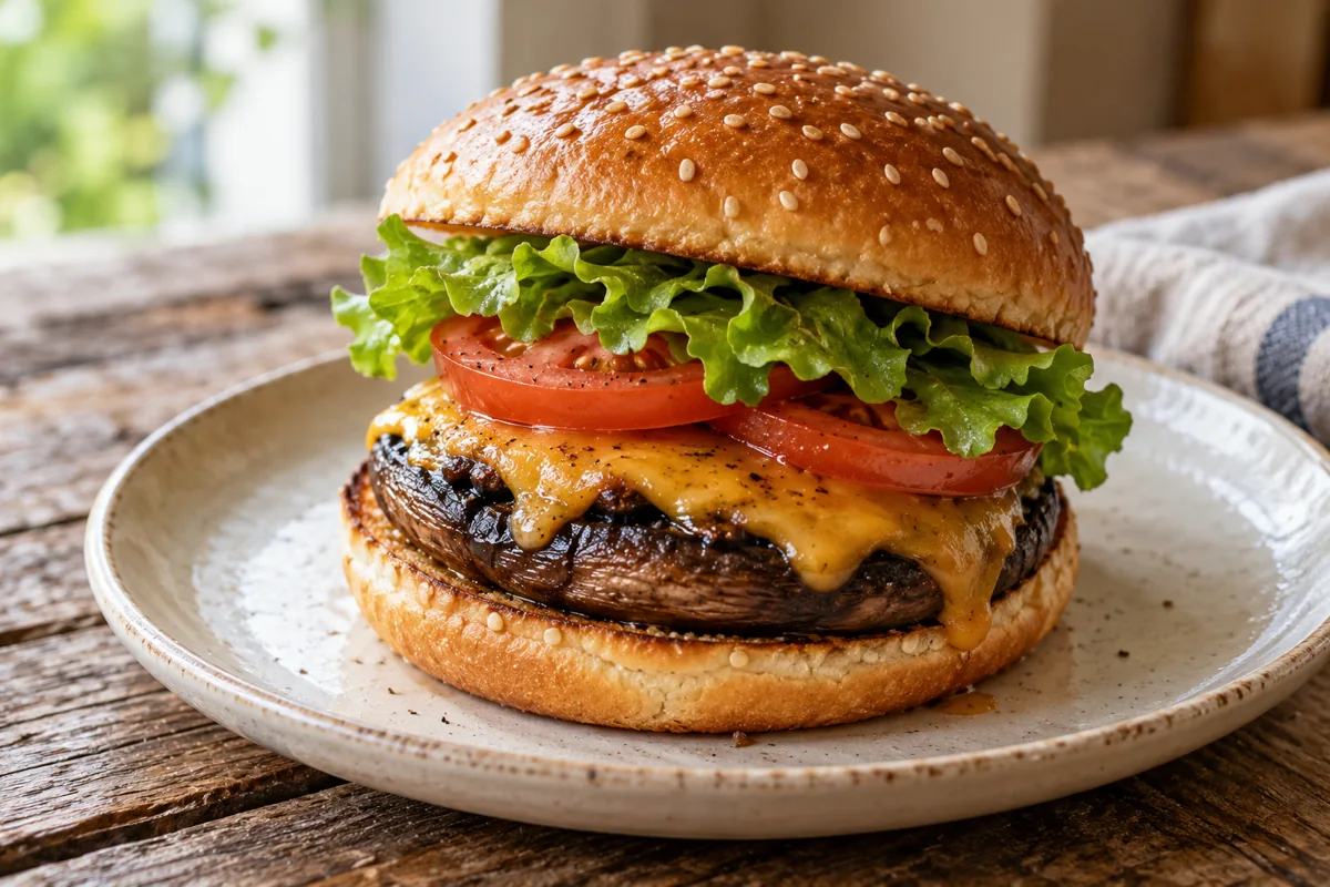Burger au portobello grillé et cheddar